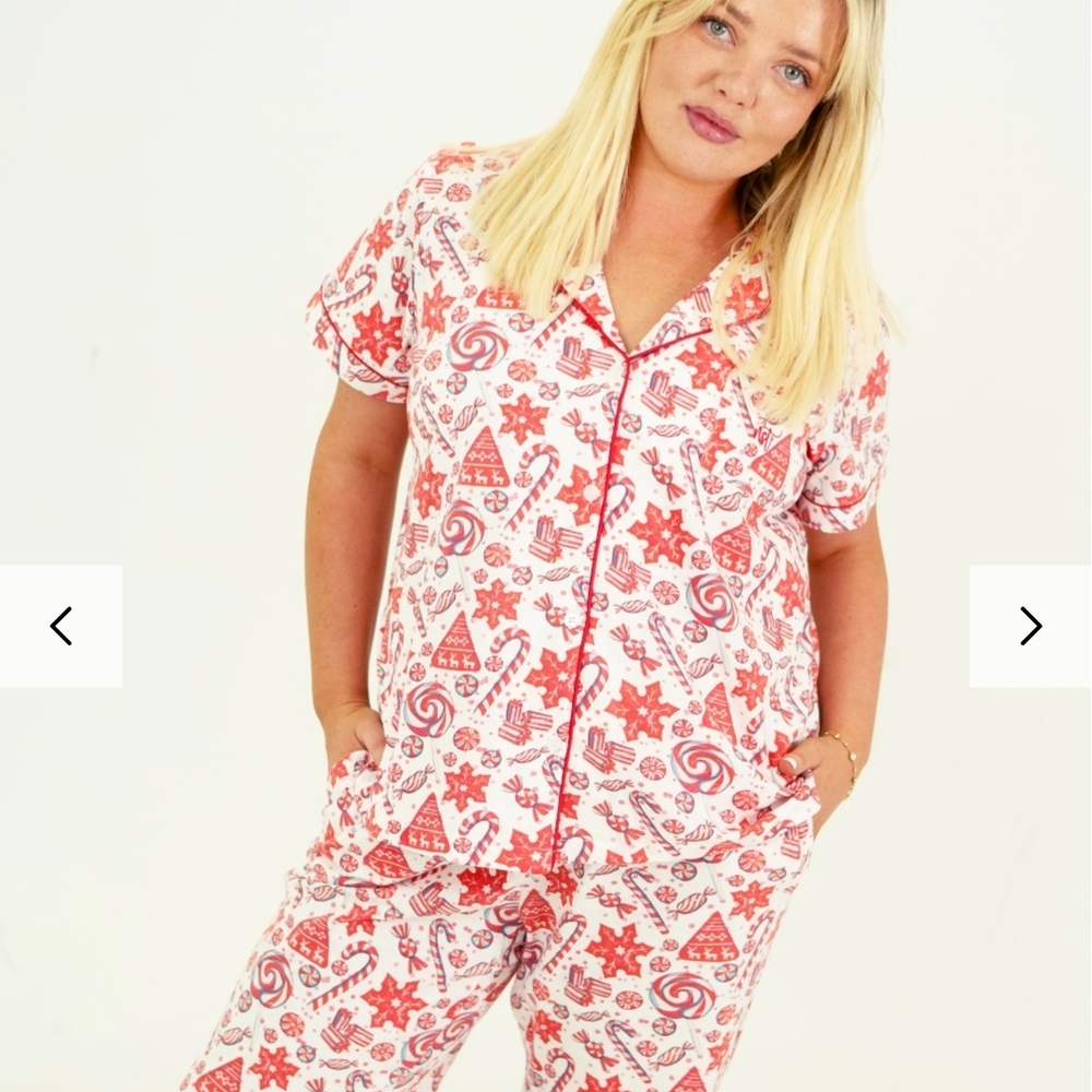 Festive Red and White Women's Pajama Set 2x or 18W